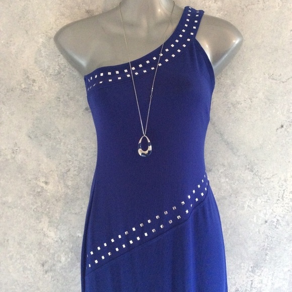 Blue One Shoulder Dress Long Dress Size Medium - Picture 8 of 10